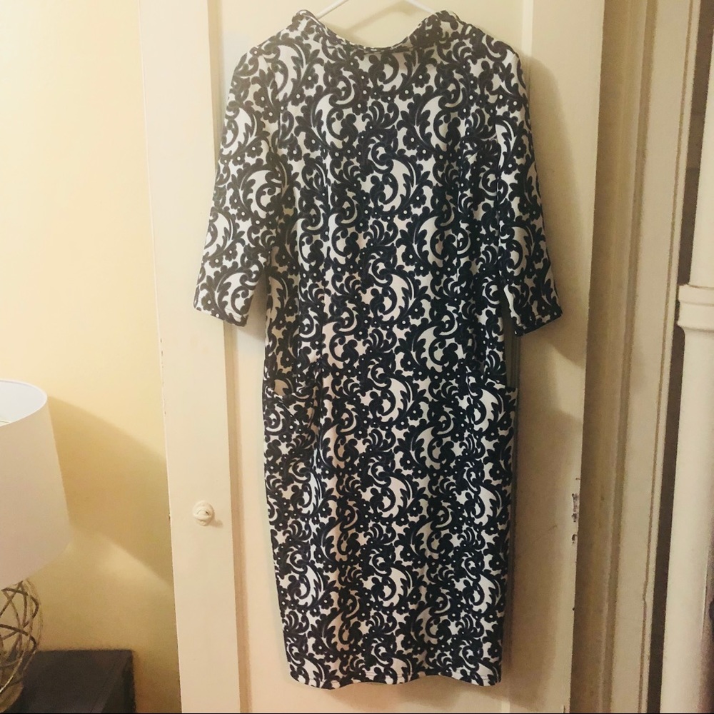 Black + Blue floral design.Great work/party Dress!